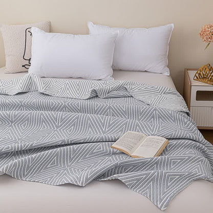 Trapunta reversibile in garza di cotone con motivo triangolare - Grigio - Matrimoniale - image 8