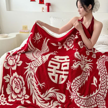 Coperta lavorata a maglia a forma di fenice di buon auspicio - image 2