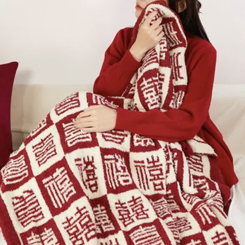Coperta scozzese con motivo orientale di buon auspicio - image 3