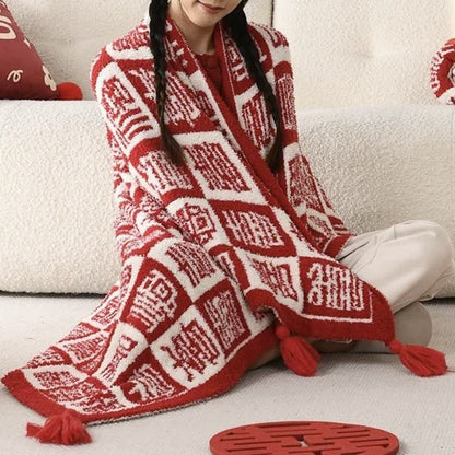 Coperta scozzese con motivo orientale di buon auspicio - image 2