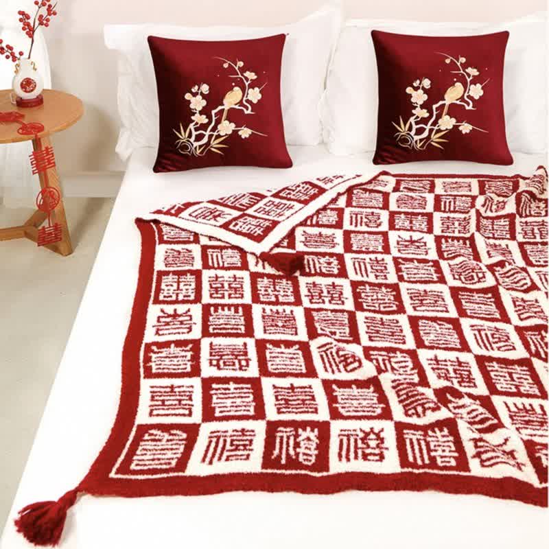 Coperta scozzese con motivo orientale di buon auspicio - image 4