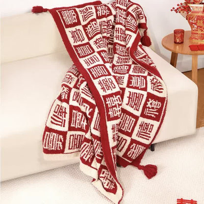 Coperta scozzese con motivo orientale di buon auspicio - image 1