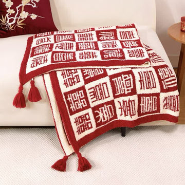Coperta scozzese con motivo orientale di buon auspicio - image 0