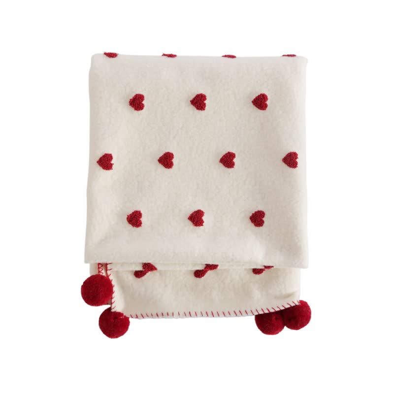 Coperta con motivo a cuore e pompon - image 7
