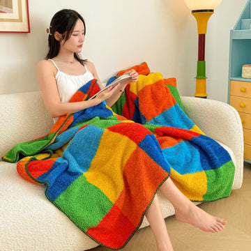 Coperta soffice e colorata a quadri - 200cm x 230cm - image 0