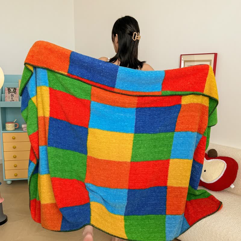 Coperta soffice e colorata a quadri - image 4