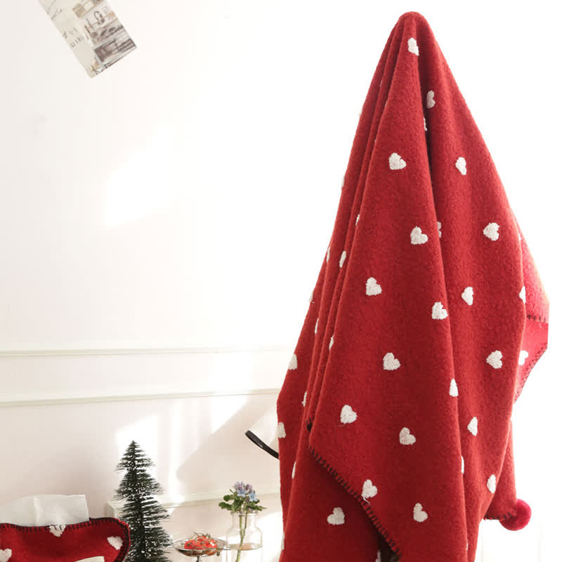 Coperta con motivo a cuore e pompon - image 13