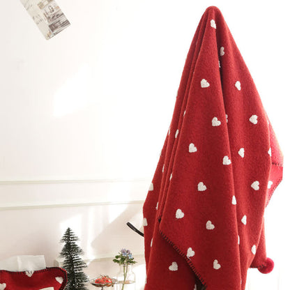 Coperta con motivo a cuore e pompon - image 13