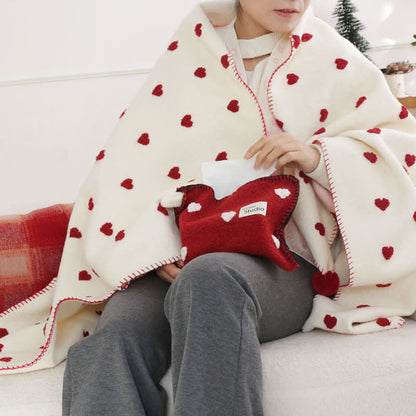 Coperta con motivo a cuore e pompon - image 5