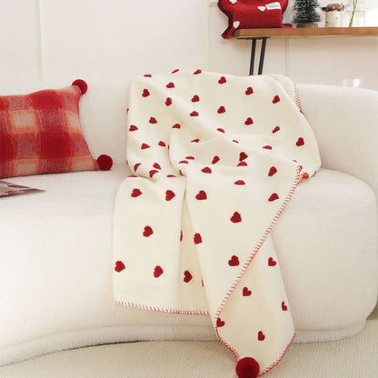 Coperta con motivo a cuore e pompon - image 2