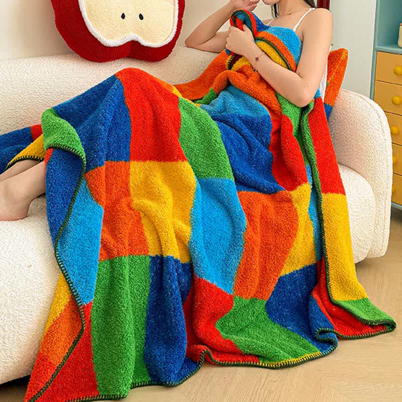 Coperta soffice e colorata a quadri - image 1