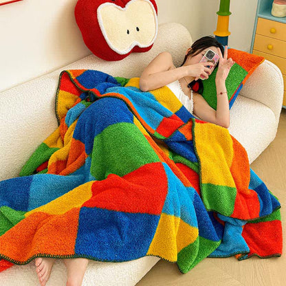 Coperta soffice e colorata a quadri - image 2