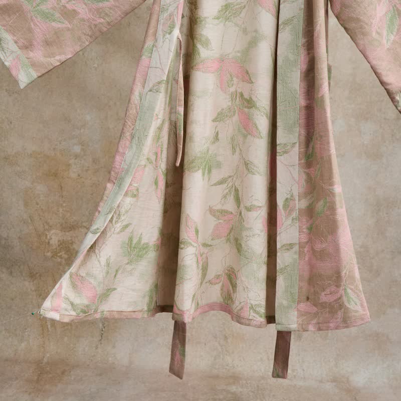 Kimono in garza di cotone con foglie naturali - image 23