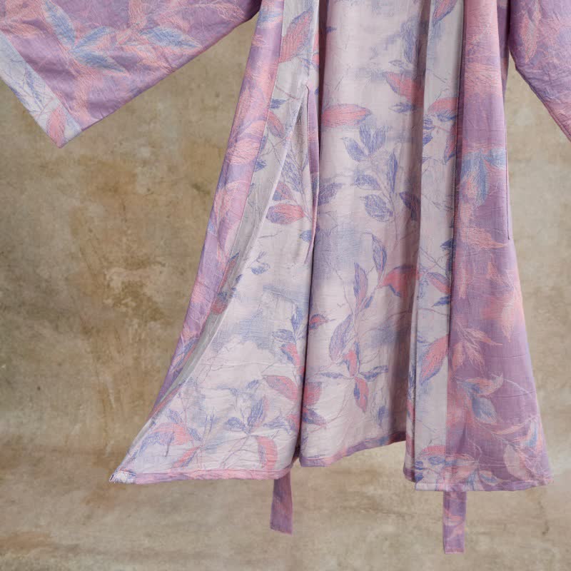 Kimono in garza di cotone con foglie naturali - image 17