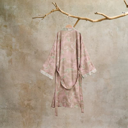 Kimono in garza di cotone con foglie naturali - image 20