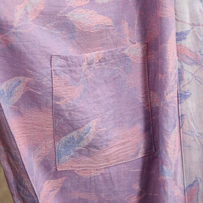Kimono in garza di cotone con foglie naturali - image 18