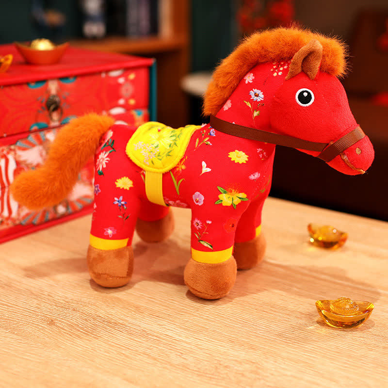 Peluche festivo dell'anno del cavallo 2026 - Rosso (fiori) - 2 pezzi - 30cm - image 8