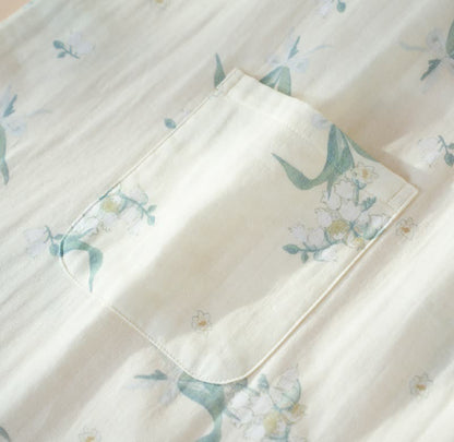 Camicia da notte in garza di cotone con motivo floreale Bellflower - image 5
