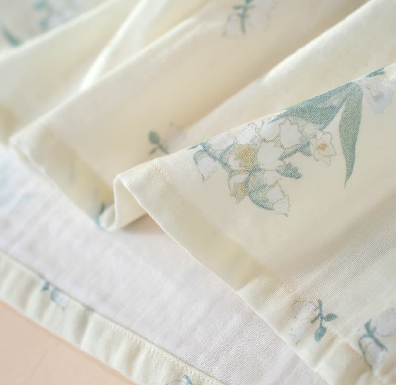 Camicia da notte in garza di cotone con motivo floreale Bellflower - image 6