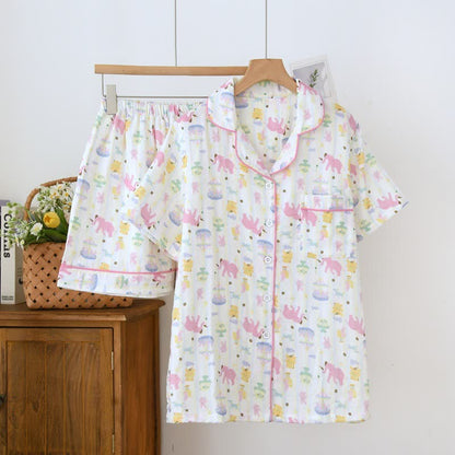 Pigiama in garza di cotone Elephant Playground - Beige - Pigiama e pantaloncini - 2XL - image 0