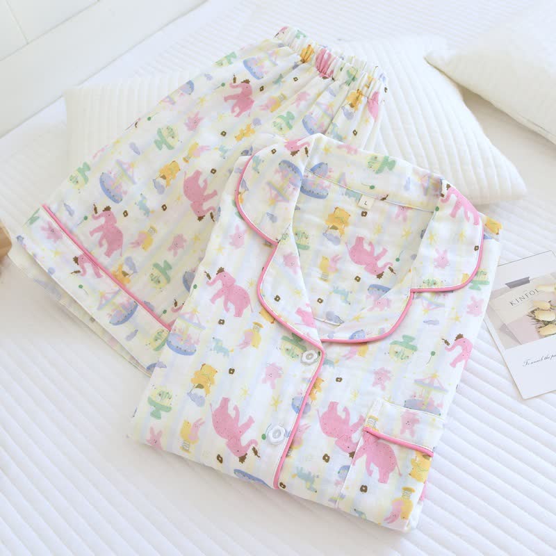 Pigiama in garza di cotone Elephant Playground - image 1