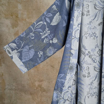 Kimono in garza di cotone con foglie pastorali - image 4