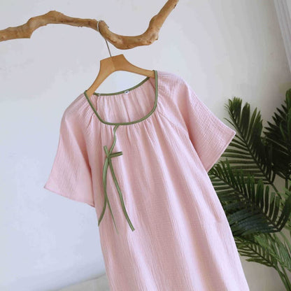 Camicia da notte minimalista in garza di cotone in stile orientale - image 6