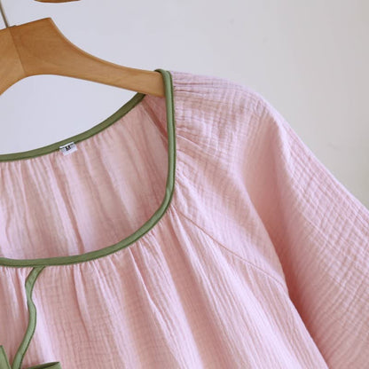 Camicia da notte minimalista in garza di cotone in stile orientale - image 8