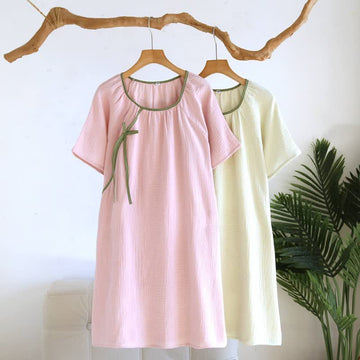 Camicia da notte minimalista in garza di cotone in stile orientale - image 0