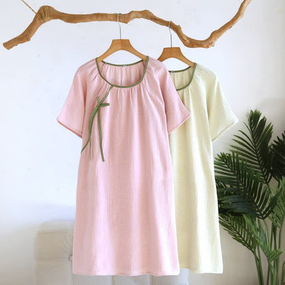 Camicia da notte minimalista in garza di cotone in stile orientale - image 0