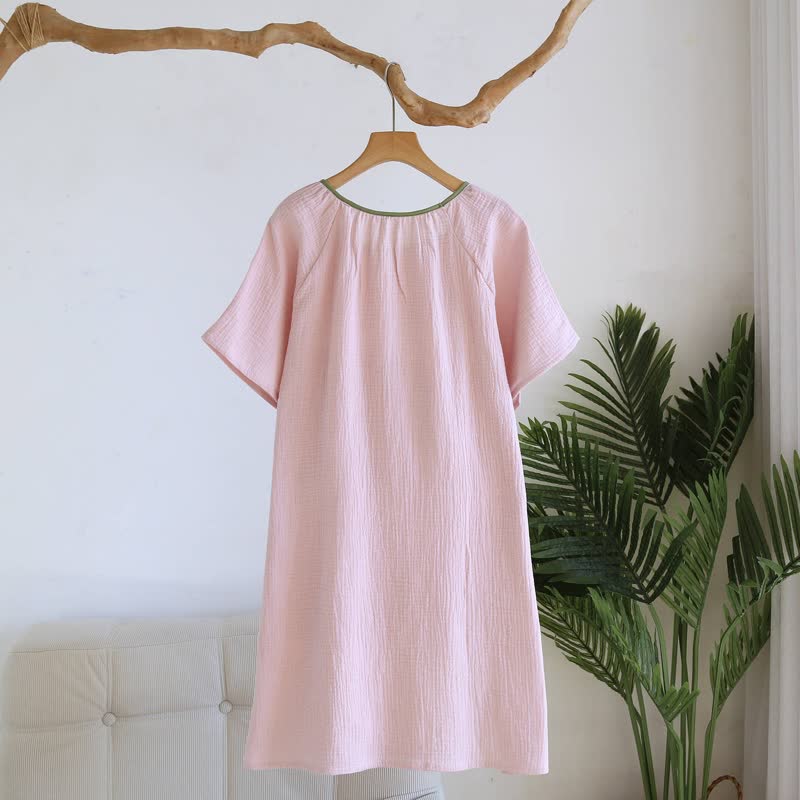 Camicia da notte minimalista in garza di cotone in stile orientale - image 5