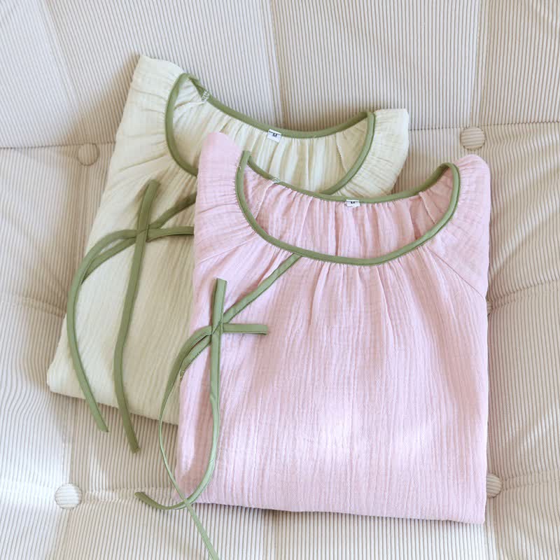 Camicia da notte minimalista in garza di cotone in stile orientale - image 2