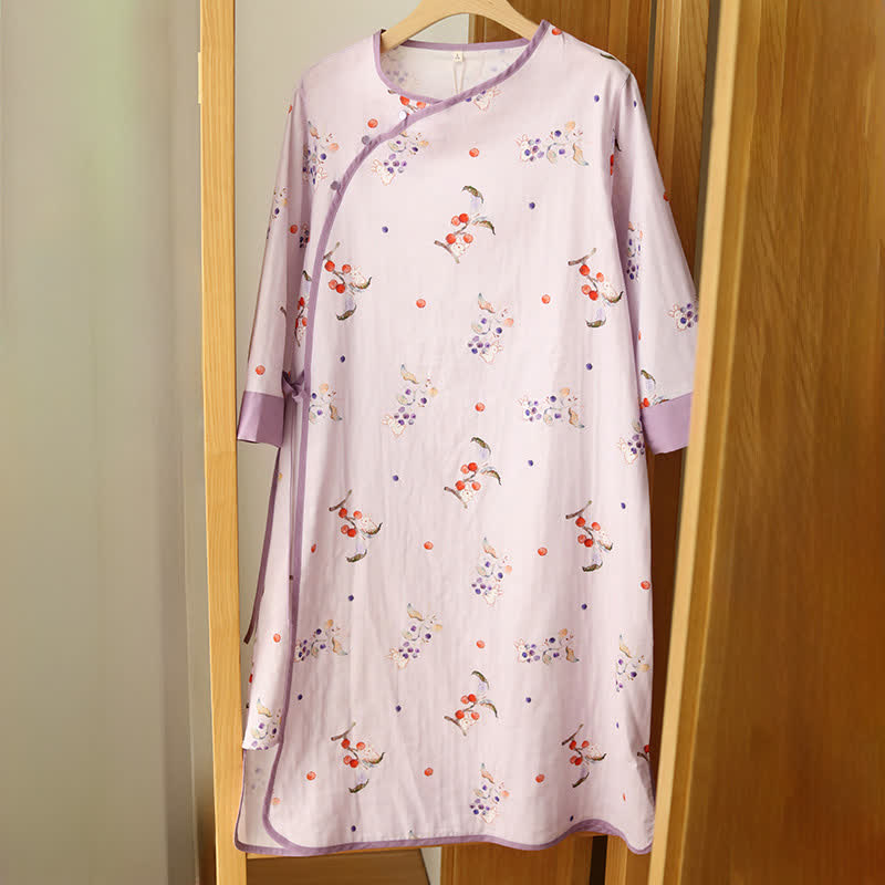 Camicia da notte in garza di cotone Rabbit & Berry - Viola - 2XL - image 0