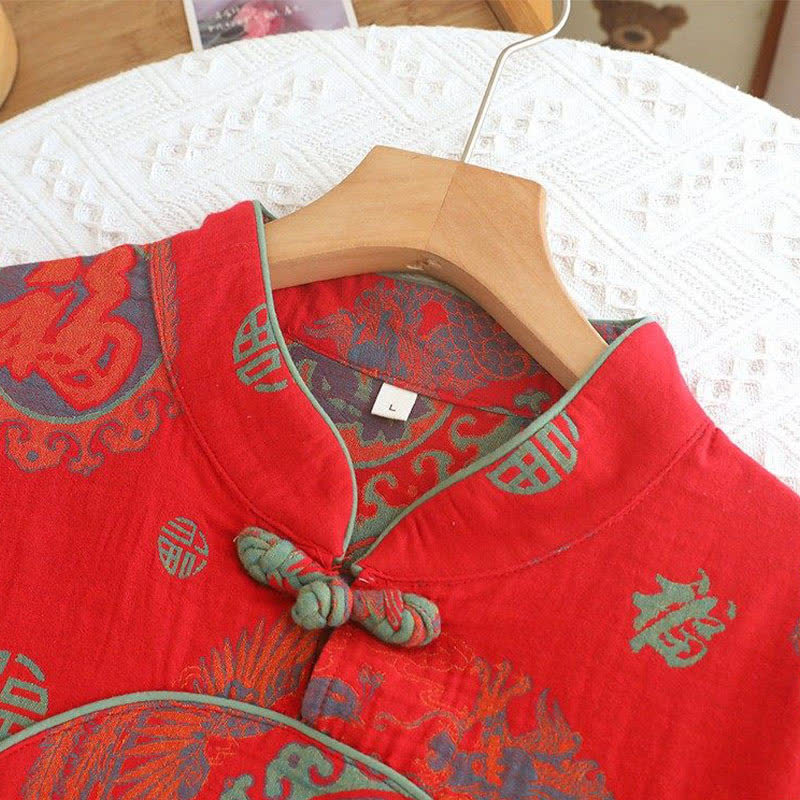 Pigiama in cotone con colletto alla coreana di buon auspicio - image 3