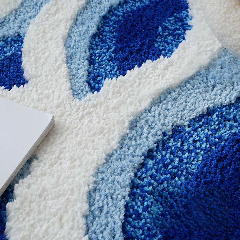 Tappeto da bagno trapuntato con motivo a onde oceaniche 3D - image 2