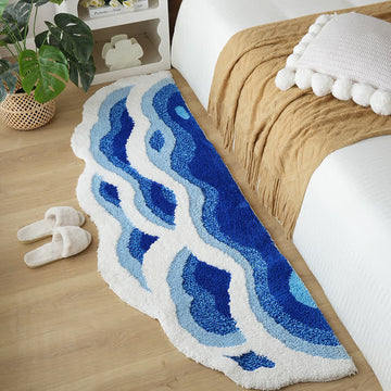 Tappeto da bagno trapuntato con motivo a onde oceaniche 3D - 70cm x 160cm - image 0