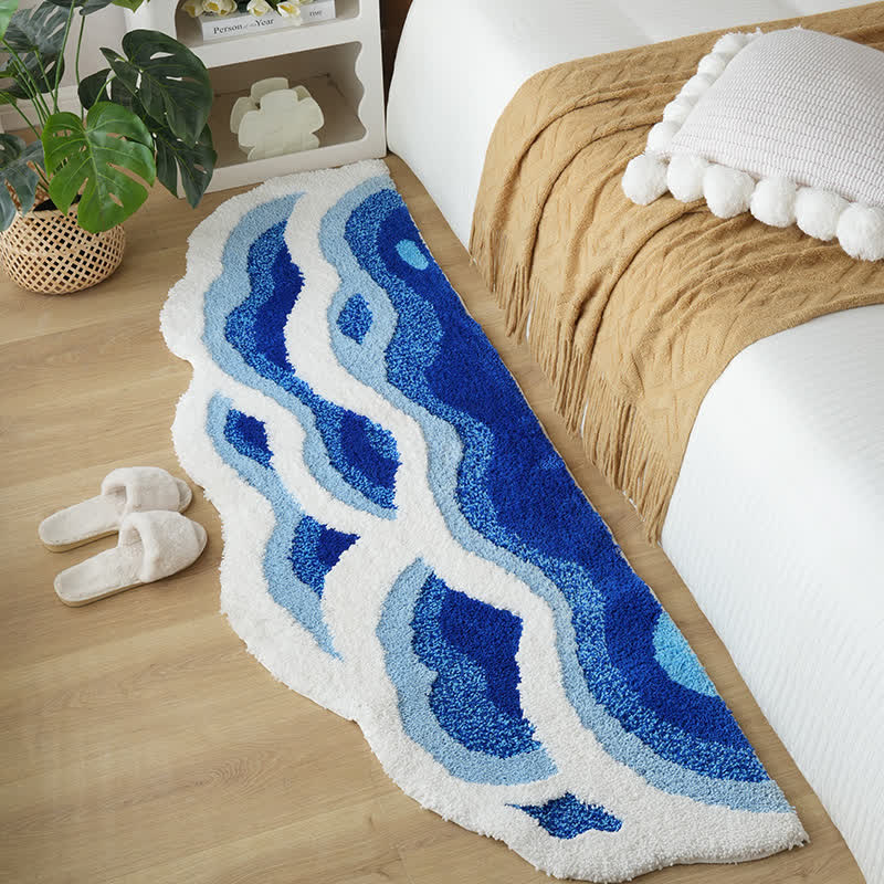 Tappeto da bagno trapuntato con motivo a onde oceaniche 3D - 70cm x 160cm - image 0