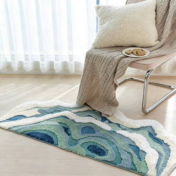 Tappeto floccato a forma di onda oceanica astratta - 70cm x 160cm - image 0
