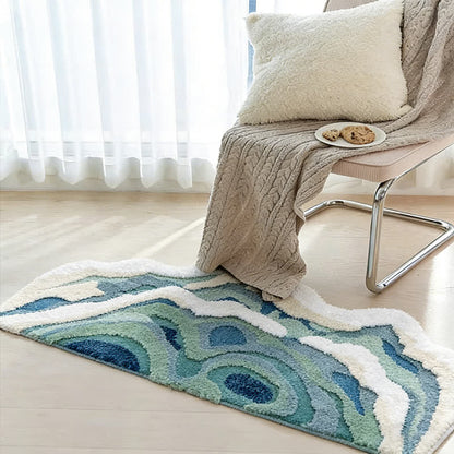 Tappeto floccato a forma di onda oceanica astratta - 70cm x 160cm - image 0