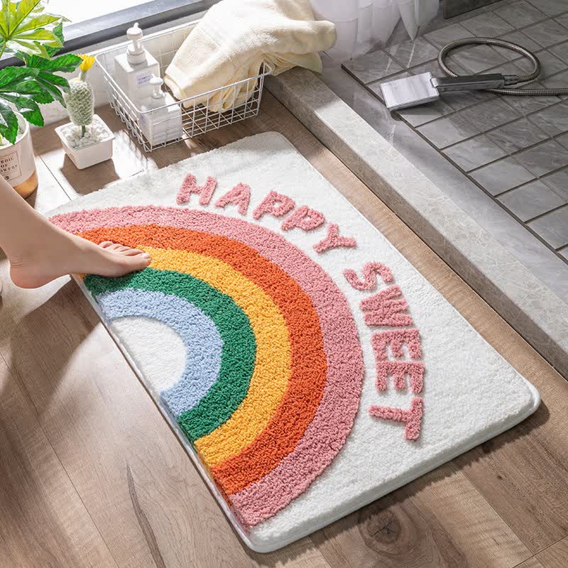 Tappeto da bagno decorativo con motivo arcobaleno dei cartoni animati - image 1
