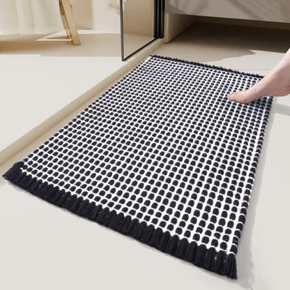 Tappetino da bagno intrecciato con nappe - Nero - 60CM x 90CM - image 7