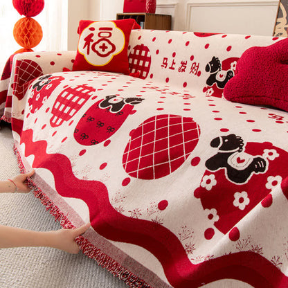 Coperta antiscivolo in ciniglia con motivo a cavallo dello zodiaco - image 4
