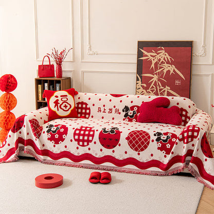 Coperta antiscivolo in ciniglia con motivo a cavallo dello zodiaco - image 1