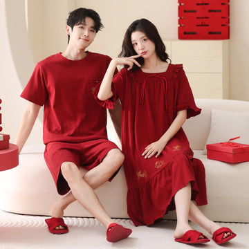Pigiama in puro cotone per coppia rossa - Rosso - Donne - 2XL - image 0