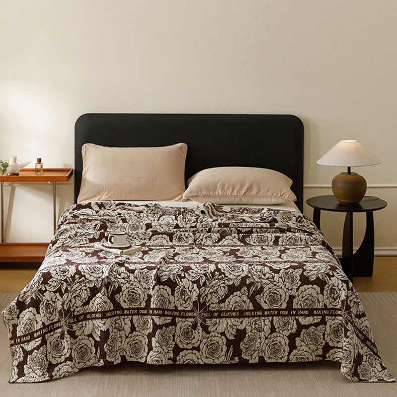 Trapunta in puro cotone Country Blooming Rose - Marrone - Matrimoniale - image 8