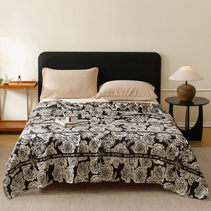 Trapunta in puro cotone Country Blooming Rose - Nero - Matrimoniale - image 0