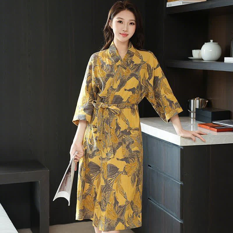 Kimono in doppia garza di cotone floreale - image 2
