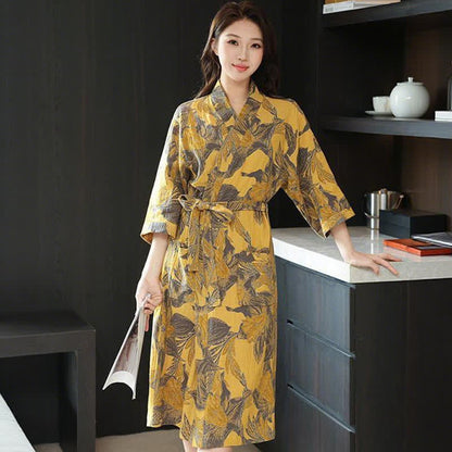 Kimono in doppia garza di cotone floreale - image 2