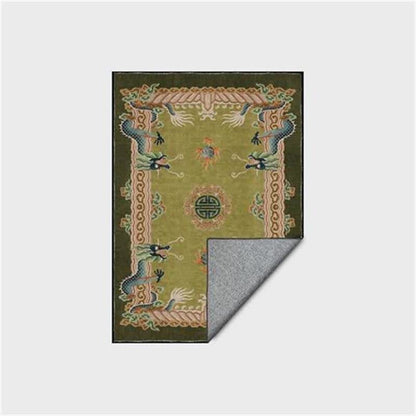 Tappeto con motivo drago classico in stile cinese - Verde - 95" x 119" - image 5