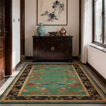 Tappeto lavabile e pieghevole con motivo botanico retrò - 95" x 119" - image 0